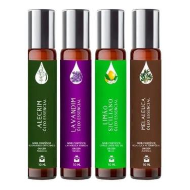 Imagem de Kit 4 Óleos Essenciais Roll On 10Ml - Mais Vendidos - Essência Do Bras