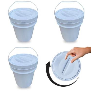 Imagem de Balde Atóxico 20L Tampa De Rosquear - Kit 3 Pçs - Nastripack