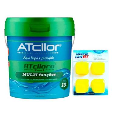 Imagem de Kit Cloro Atclloro 3 Em 1 Multifunção 10Kg e Clarificante Atcllor Ultr
