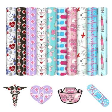 Imagem de HTVSTD Vinil de transferência de calor de enfermeira - 10 folhas 30,5 x 25,4 cm Vida da enfermeira, cuidados de saúde retrô, medicina HTV medicina hospitalar ferro em vinil para camisetas passar a