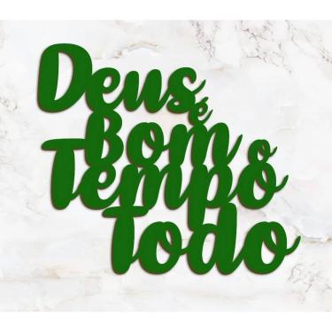 Imagem de Letreiro Quadro Placa de Parede em MDF 3mm Deus é Bom, Religião Igreja Cores