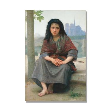 Imagem de NHLDZYH William Adolphe Bouguereau Impressões artísticas - Pintura de retrato - (Os sem-teto) - Pôster temático de mitologia grega - Pôster de decoração de parede vintage. Tela 40 x 60 cm - 15,8 x