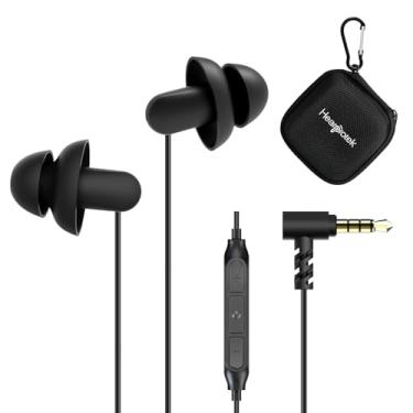 Imagem de Fones de ouvido sono, 2 pares de fones de ouvido de silicone ultra macios e leves com controle de volume e microfone para dormindo lateral, ronco, viagens aéreas, relaxamento (preto)