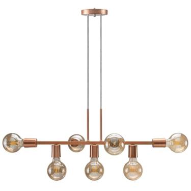 Imagem de Pendente Lustre 7 Lâmpadas para Sala de Jantar e Comércio 68cm Estilo Moderno e Funcional(Cobre Verniz)