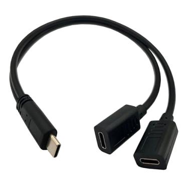 Imagem de Qaoquda Cabo de carregamento divisor USB C, 30 cm USB tipo C macho para 2 cabos de carregamento divisor Y fêmea tipo C duplo (apenas para carregamento) (1 m a 2 FM)