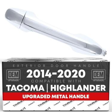 Imagem de Maçaneta e tampa externa da porta do passageiro, metal atualizado - compatível com Toyota Tacoma 2016-2020, Toyota Highlander 14-19 - todo cromado - OEM 69211-0E010-C1, 6925004010