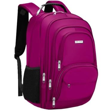 Imagem de Mochila Bolsa Masculina Feminina Semi Impermeavel Cabo de Aço Notebook Escolar Faculdade Viagem Saída usb/fone (ROSA)