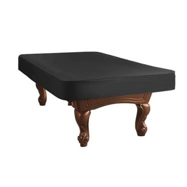 Imagem de Oxford pano mesa de bilhar capa impermeável PVC revestido prata forrado mesa de bilhar ao ar livre proteção durável leve preto 8,3x52,4 x 92,5in (PLPLAAOOL4QS-Y292558-S)
