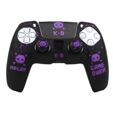 Imagem de Capa de controle de caveira Pixelated compatível com controle PS5/Playstation 5, capa protetora RALAN com alça de polegar personalizada