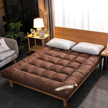 Imagem de Colchão De Chão Futon Colchão,almofada De Dormir Respirável Macia E Macia Para Convidados De Tatame Portátil,colchão Grosso Cama De Chão Dobrável Respirável, Brown, 150 * 200cm