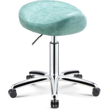 Imagem de Cadeiras Giratórias Do Trabalho Dos Termas Dos Salões De Beleza Do Escritório Dos Salões De Beleza Do Rolamento Dos Tamboretes De Sela Com Assento Do Plutônio E, Blue, One Size