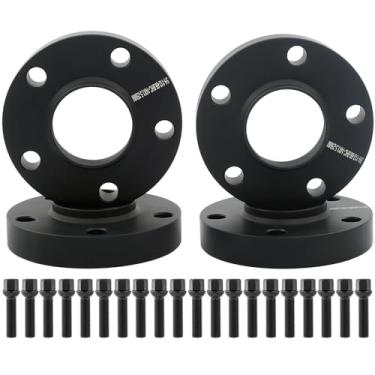 Imagem de DCVAMOUS Espaçadores de roda 4 peças pretos 5x112 Hubcentric 20 mm com parafusos 14 x 1,5 (tipo de assento de esfera de haste de 45 mm) Furo 66,6 compatível com Benz Au-di 5 Lug para W210 W212 C230