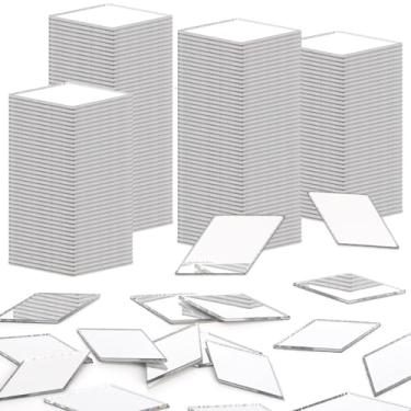 Imagem de YOUEON 500 peças autoadesivas mini ladrilhos de losango, peças de mosaico de vidro pequenas de 0,5 x 1 polegada para artesanato, arte de parede DIY, adesivos de espelho para decoração de casa, centros