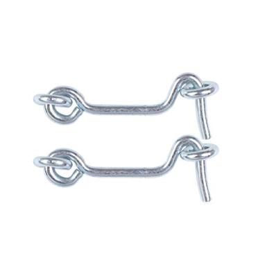 Imagem de uxcell Gancho de cabine de 5 cm, gancho de privacidade com trava de olho, acabamento de revestimento de fechadura para portão, janela deslizante, porta de celeiro, pacote com 2, prata