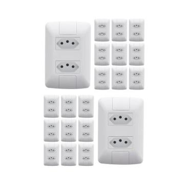 Imagem de Kit com 20 Tomadas Duplas 10A 2p+t 4x2 Aria Tramontina