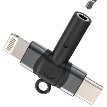 Imagem de Adaptador Lightning USB C para conector de fone de ouvido de 3,5 mm (2 em 1) conector de cabo de áudio AUX para iPhone16 15 14 para fone de ouvido Apple divisor de microfone para iPad compatível com