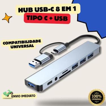 Imagem de Hub USBC 8 em 1 Extensor com Leitor de Cartão SD TF Compatível com Mac