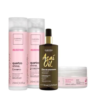 Imagem de Kit Cadiveu Professional Quartzo Shine Shampoo Condicionador Máscara e Açaí Oil 110 (4 produtos)