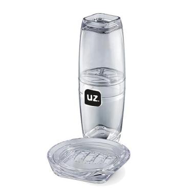 Imagem de Kit Banheiro Lavabo Conjunto Porta Escova Com Tampa E Saboneteira - UZ