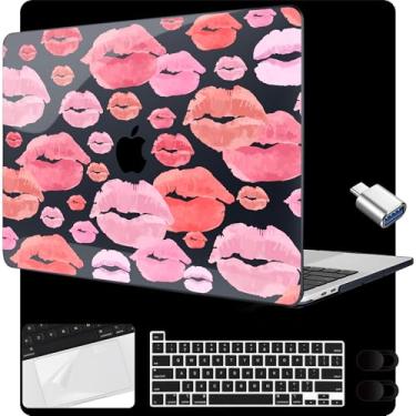 Imagem de MEEgoodo Capa para MacBook Pro de 13 polegadas 2022 2021 2020 A2338 M2/M1 A2251 A2289 com Touch ID, capas rígidas transparentes para laptop com capa para webcam, filme trackpad e adaptador tipo C
