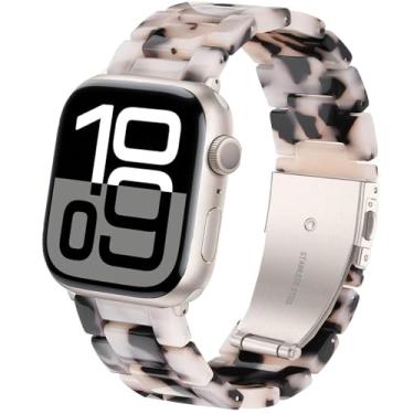 Imagem de SPINYE Pulseira de substituição de resina colorida de 38 mm, 40 mm, 41 mm e 42 mm, para Apple Watch séries 10/9/8 / Ultra/7 / SE / 6/5 / 4/3 feminino e masculino (septário)