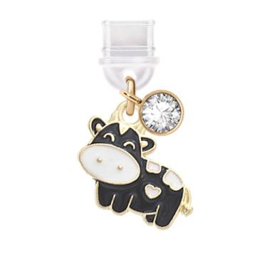 Imagem de ELISE & FONDA TP774 Porta de carregamento tipo C plugue antipoeira pingente de celular de vaca pequena para iPhone 15/16/Samsung/OnePlus/Xiaomi/oppo telefones Android (preto)