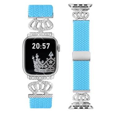 Imagem de Chinber Pulseira trançada compatível com Apple Watch 40 mm, 38 mm, 41 mm, 42 mm, 44 mm, 45 mm, 46 mm e 49 mm, pulseira elástica de nylon macio com pulseira de designer para séries 10/9/8/7/6/5/4/3/2