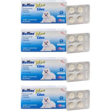Imagem de Combo 4 unidades Helfine Plus Vermífugo para Cães - 4 comprimidos - Ag