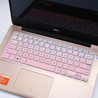 Imagem de Capa de teclado MUBUY adequada para laptop Dell XPS 15-9570 15-9550 15-9560 15-7590 de 15,6 polegadas, layout DELL Precision 15-5510 M5510 EUA (não serve para Dell XPS 15 9575), rosa gradual