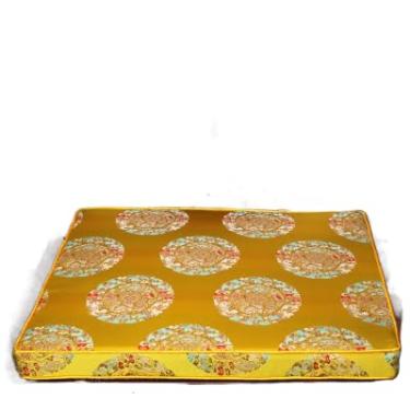 Imagem de Almofadas de assento personalizadas de brocado de seda chinesa espessas para cadeira de jantar, sofá, poltrona, almofadas antiderrapantes (45 x 38 x 4 cm, amarelo 5 dragões)