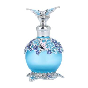 Imagem de MotiveTech Frasco de perfume de vidro para decoração, frasco de óleo essencial portátil, recipiente vazio multiuso para mulheres, Azul