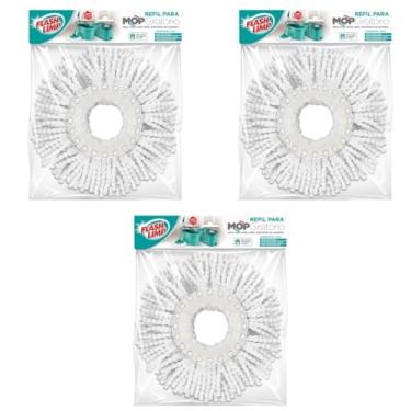 Imagem de Kit 3 Refis de Microfibra, 16cm, para Mop Giratório Esfregão 360 Graus