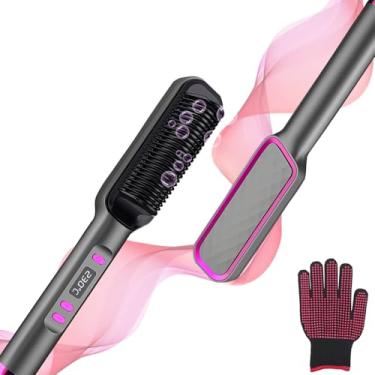 Imagem de DGXWLLW Escova Alisadora De Cabelo, Pente Circular, Térmica Íons Negativos Para Mulheres, Aquecimento Rápido 10 Segundos 160°C A 220°C, 4 Modos Temperatura Com Visor Led, Desligamento Automático, Vo