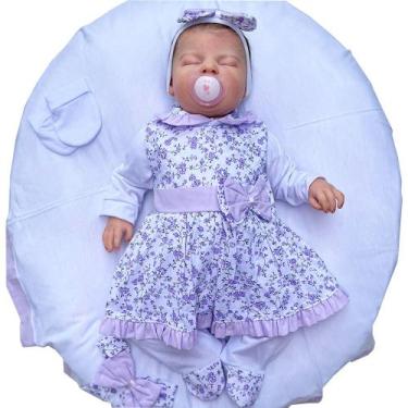 Imagem de Saída de Maternidade Menina Aconchego Lindinha Floral Lilás 05 Peças P