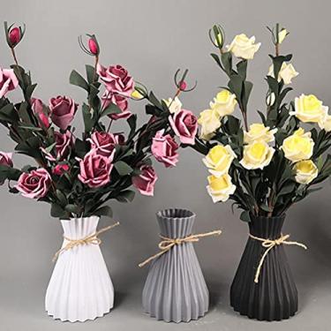 Imagem de KIMISS Vaso de Flor Seco Elegante - Suporte de Plantador de Cesta de Flores Plástico para Decoração de Casa, Artesanato de Bricolage e Exibição de Planta Exclusiva (cinza)