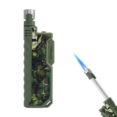 Imagem de Ambrogio.L Isqueiro a jato, pescoço longo escalável com janela de gás visível para cozinha lareira acampamento vela churrasqueira fogos de artifício, gás não incluído, camuflagem