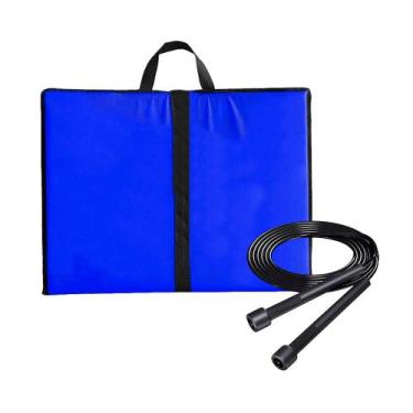Imagem de Colchonete Dobrável D50 Maleta + Corda de Pular Musculação Fitness Tre