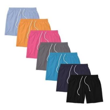 Imagem de Kit 7 Shorts Masculino Liso Básico Bermuda Tactel Água Praia Treino Academia Corrida-Masculino