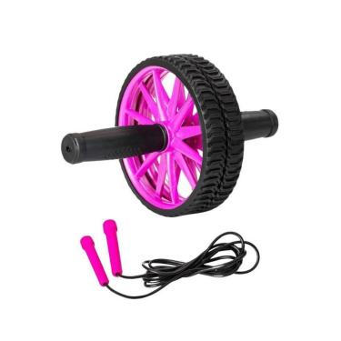 Imagem de Kit 2 Fitness Roda + Corda Exercícios Abdominal Funcional Treino-Unissex