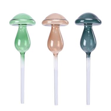 Imagem de Chonsun Globos de irrigação de plantas de cogumelo, 3 peças, dispositivos de irrigação de plantas de vidro, enchimento automático de plantas, regador interno