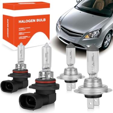Imagem de OQSNCV Adequado para Hyundai Elantra 2014 2015 2016 (com projetor) e lâmpadas de farol de halogênio 2017 2018, farol alto H7 + kit de lâmpadas de substituição de farol baixo 9005, pacote com 4