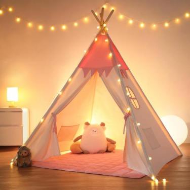 Imagem de Cervejaria Teepee Tent para crianças com tapete acolchoado e cordão le
