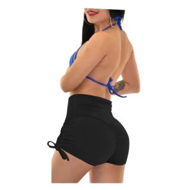 Imagem de Short Cós Alto Franzido Academia Moda Fitness Forrado - topbrasil, Pre