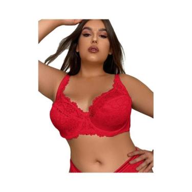 Imagem de Sutiã feminino plus size sexy renda roupa íntima sutiã fino copo E sut