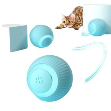 Imagem de Bolinha Interativa Inteligente Para Gatos Brinquedo Recarregável USB com Movimento Automático e LED Silicone Resistente e Silenciosa Acompanha Carregador (Azul)