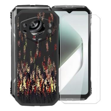 Imagem de KJYFOANI Capa para Doogee S Cyber Pro, com [1 película protetora de tela de vidro temperado], capa preta de silicone macio à prova de choque para Doogee S Cyber Pro (16,7 cm) - Sombra