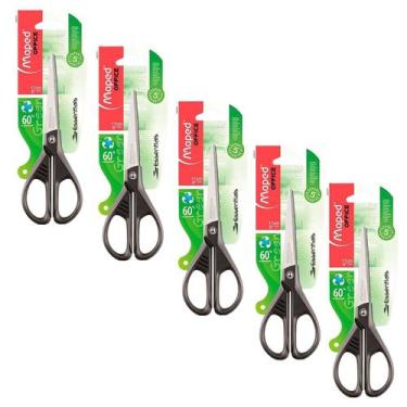 Imagem de Kit 05 Tesouras de Aço Multiuso Essentials Green 17cm Blister - Maped