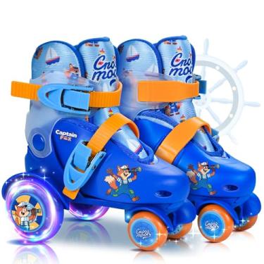 Imagem de Patins ajustáveis para iniciantes para crianças – Rodas iluminadas, design divertido de trator para meninas, meninos e crianças pequenas (Capitão Fox, PP (6,5C – 10C EUA))