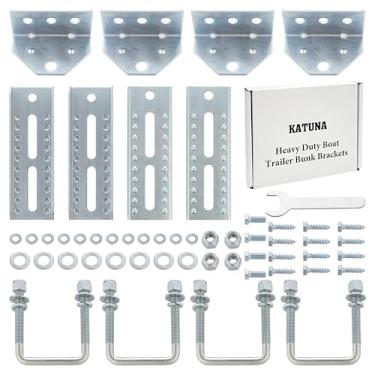 Imagem de KATUNA Kit de 4 peças de suporte de beliche giratório galvanizado de 20,32 cm - serve para travessas de reboque de barco de 7,6 x 7,6 cm, 5 x 7,6 cm, 3,8 cm x 7,6 cm - Inclui suportes ajustáveis e