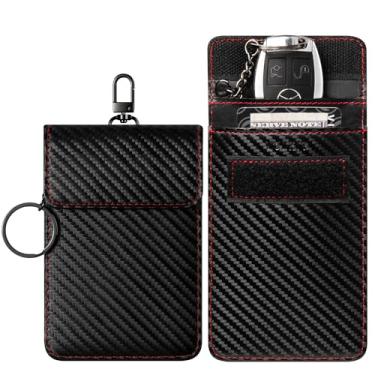Imagem de VULKIT Bolsa Faraday para chaveiro, bolsa de bloqueio de sinal de chave de carro com gancho e chaveiro protetor antirroubo RFID